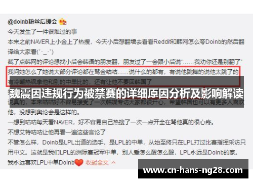 魏震因违规行为被禁赛的详细原因分析及影响解读