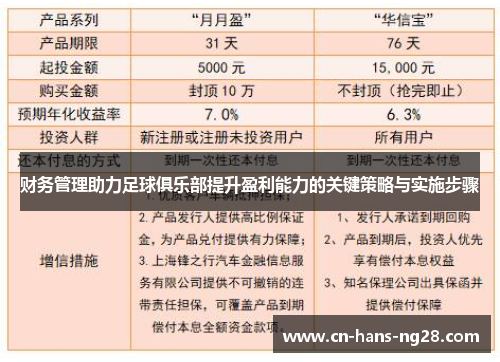 财务管理助力足球俱乐部提升盈利能力的关键策略与实施步骤 财务管理助力足球俱乐部提升盈利能力的关键策略与实施步骤